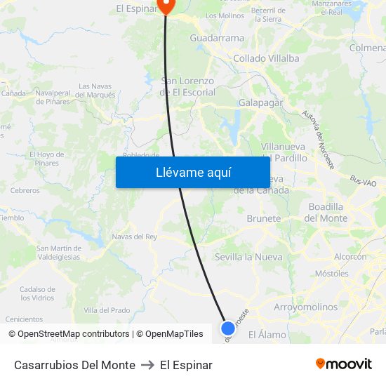 Casarrubios Del Monte to El Espinar map