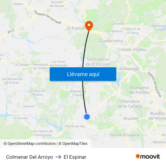 Colmenar Del Arroyo to El Espinar map