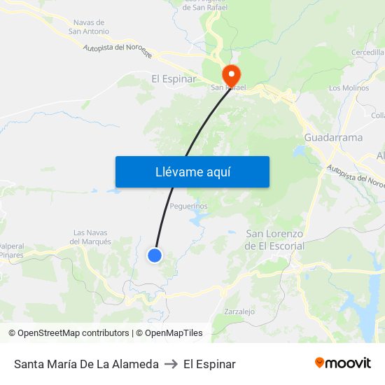 Santa María De La Alameda to El Espinar map
