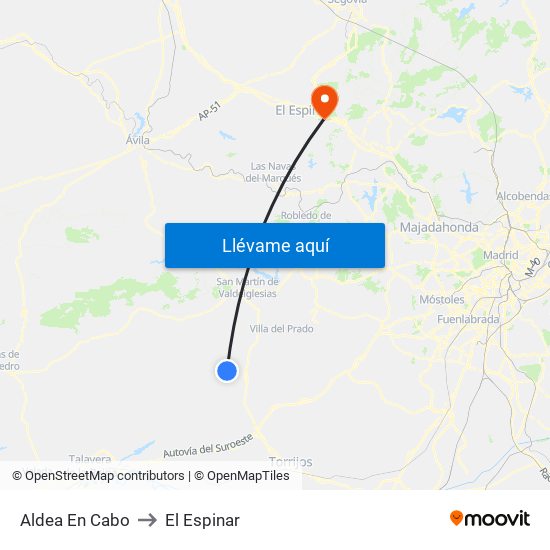 Aldea En Cabo to El Espinar map