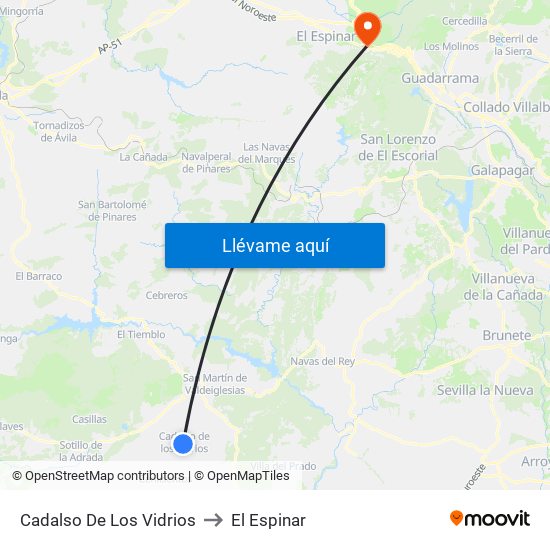 Cadalso De Los Vidrios to El Espinar map