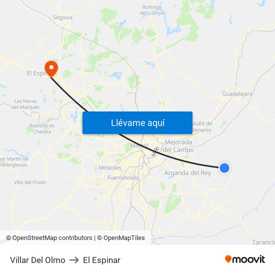 Villar Del Olmo to El Espinar map