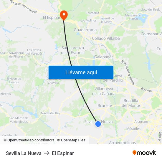 Sevilla La Nueva to El Espinar map
