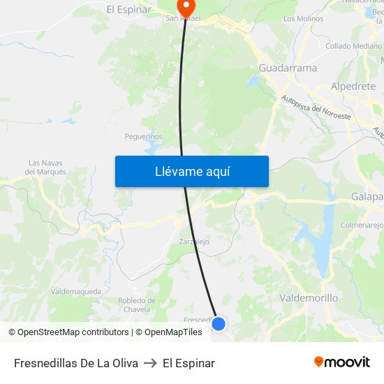 Fresnedillas De La Oliva to El Espinar map