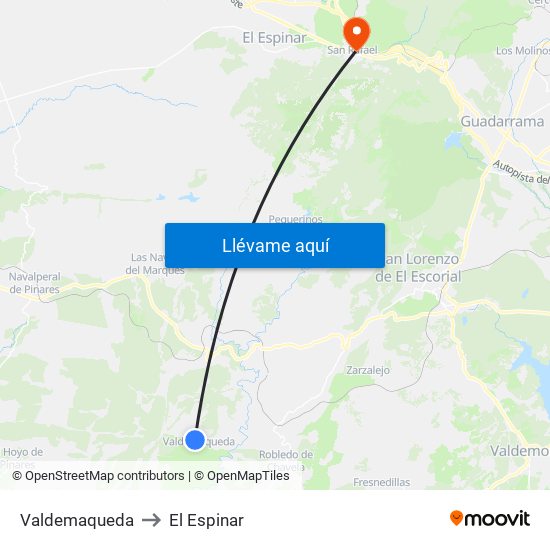 Valdemaqueda to El Espinar map