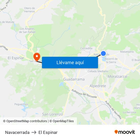 Navacerrada to El Espinar map