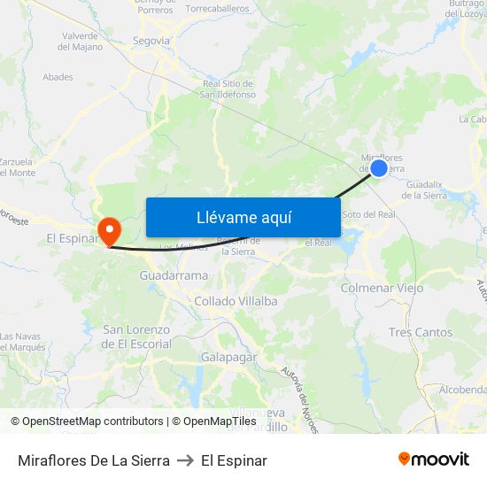 Miraflores De La Sierra to El Espinar map