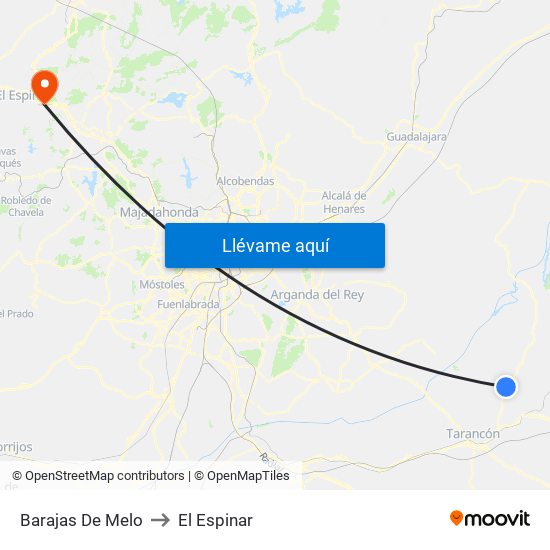 Barajas De Melo to El Espinar map