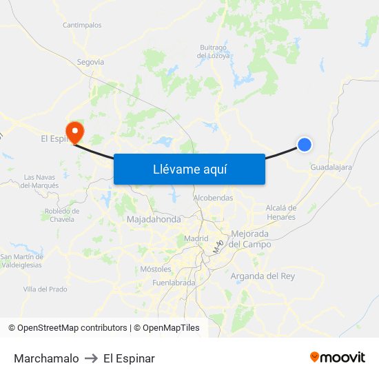 Marchamalo to El Espinar map