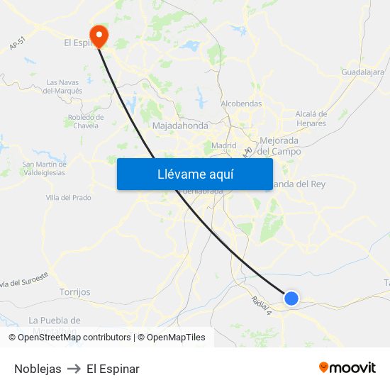 Noblejas to El Espinar map