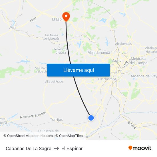 Cabañas De La Sagra to El Espinar map