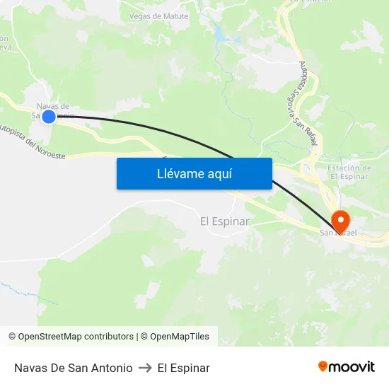 Navas De San Antonio to El Espinar map