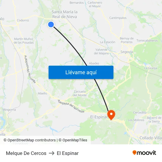 Melque De Cercos to El Espinar map