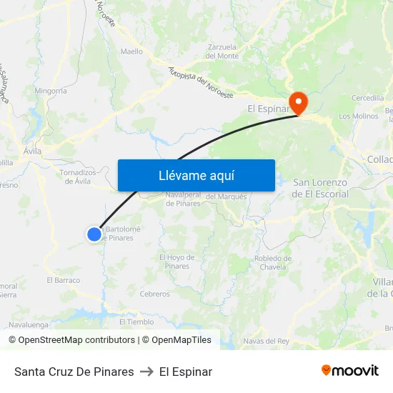 Santa Cruz De Pinares to El Espinar map