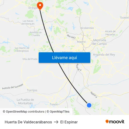 Huerta De Valdecarábanos to El Espinar map