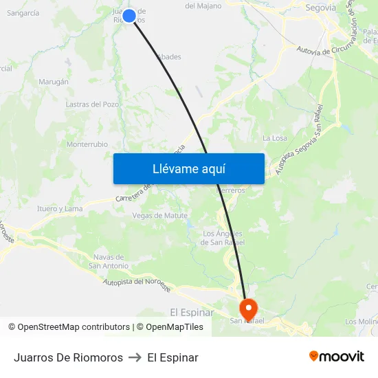 Juarros De Riomoros to El Espinar map