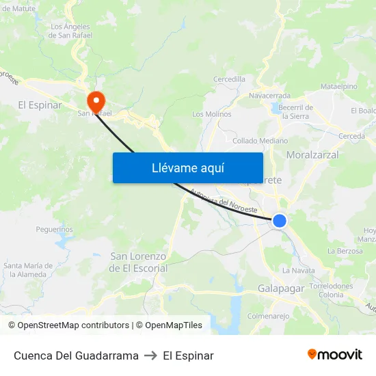 Cuenca Del Guadarrama to El Espinar map