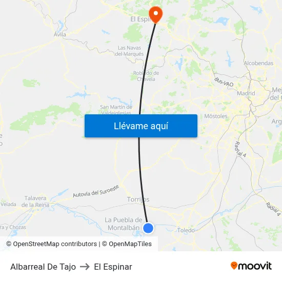 Albarreal De Tajo to El Espinar map
