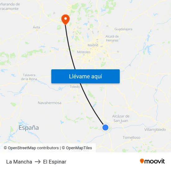 La Mancha to El Espinar map