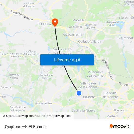 Quijorna to El Espinar map