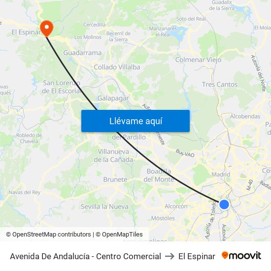 Avenida De Andalucía - Centro Comercial to El Espinar map