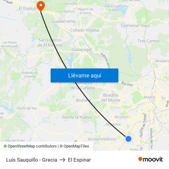 Luis Sauquillo - Grecia to El Espinar map