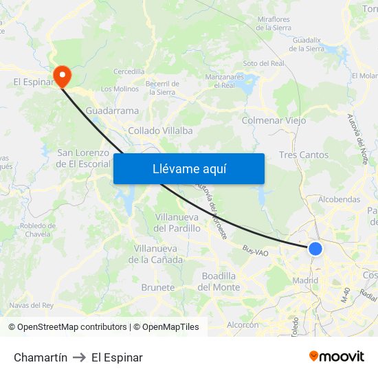 Chamartín to El Espinar map