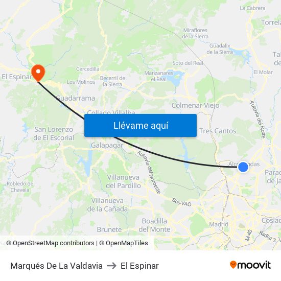 Marqués De La Valdavia to El Espinar map