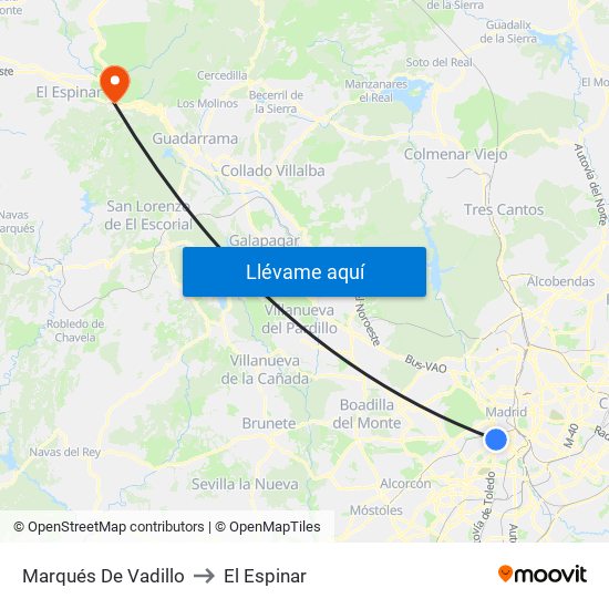 Marqués De Vadillo to El Espinar map