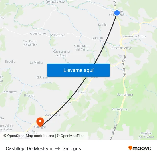 Castillejo De Mesleón to Gallegos map