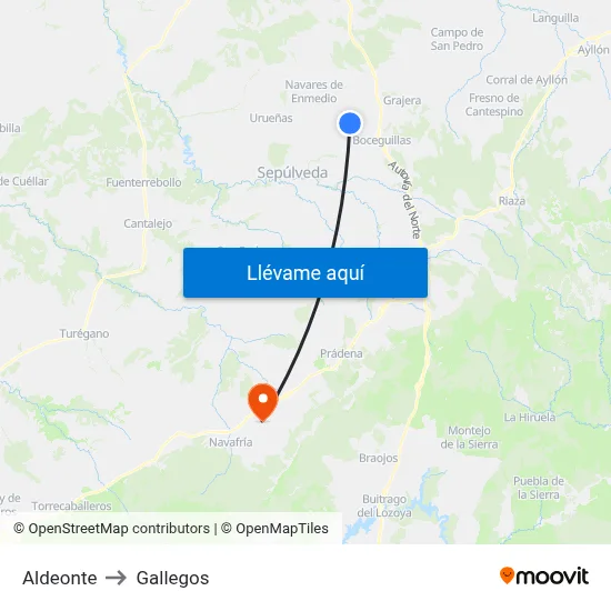 Aldeonte to Gallegos map