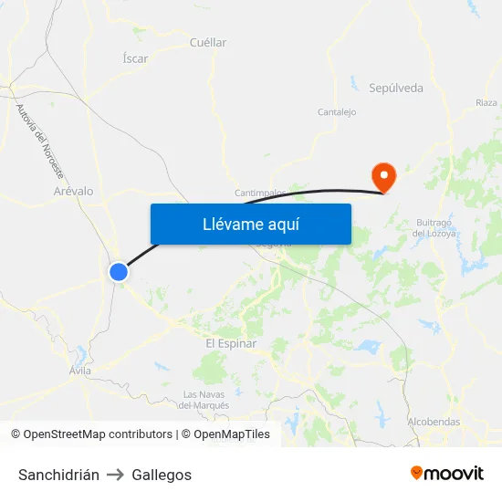Sanchidrián to Gallegos map
