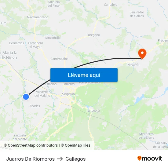 Juarros De Riomoros to Gallegos map