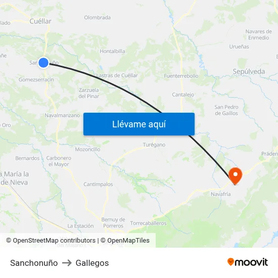 Sanchonuño to Gallegos map