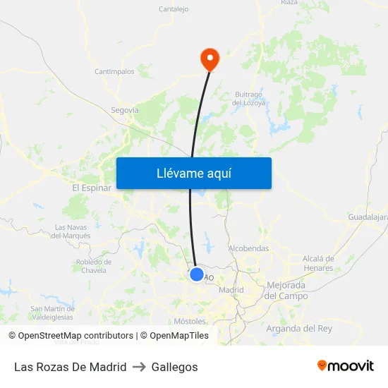 Las Rozas De Madrid to Gallegos map