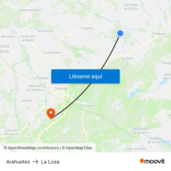 Arahuetes to La Losa map