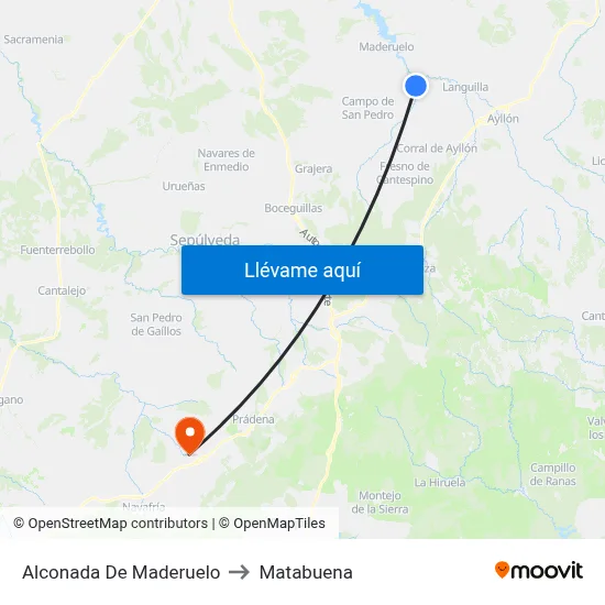 Alconada De Maderuelo to Matabuena map