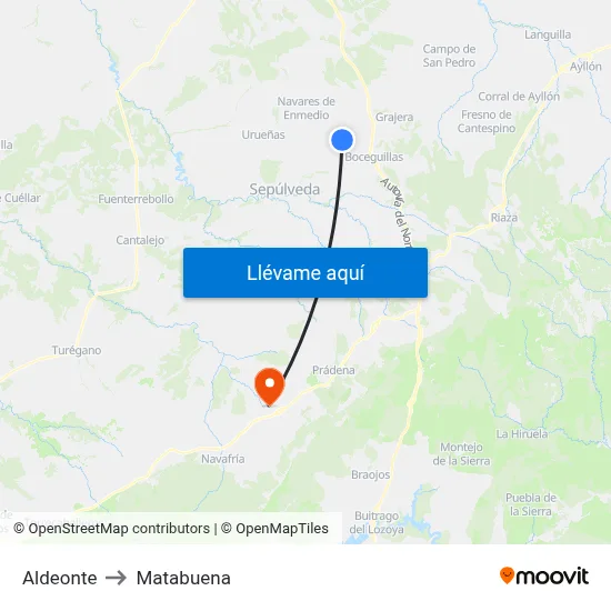 Aldeonte to Matabuena map