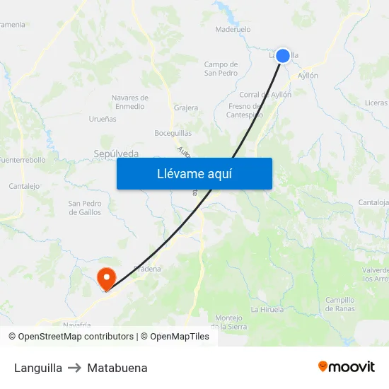 Languilla to Matabuena map