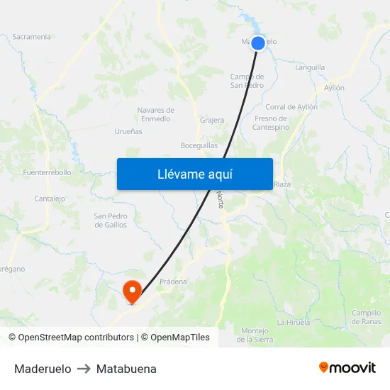 Maderuelo to Matabuena map