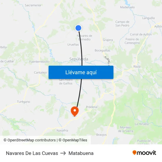 Navares De Las Cuevas to Matabuena map
