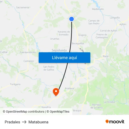 Pradales to Matabuena map