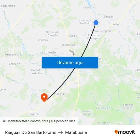 Riaguas De San Bartolomé to Matabuena map