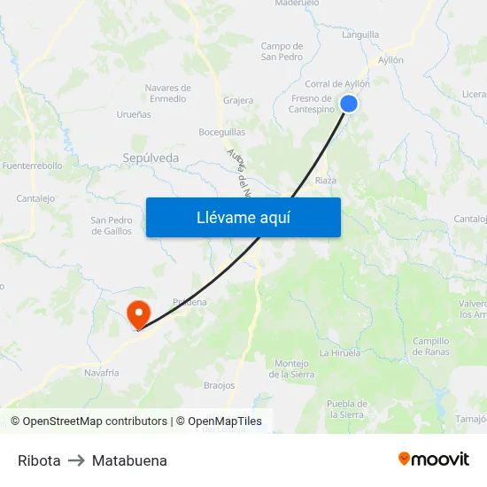 Ribota to Matabuena map