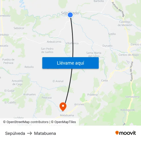 Sepúlveda to Matabuena map