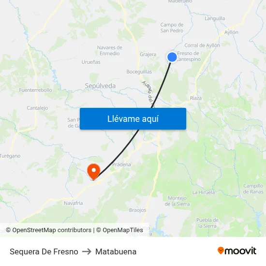 Sequera De Fresno to Matabuena map