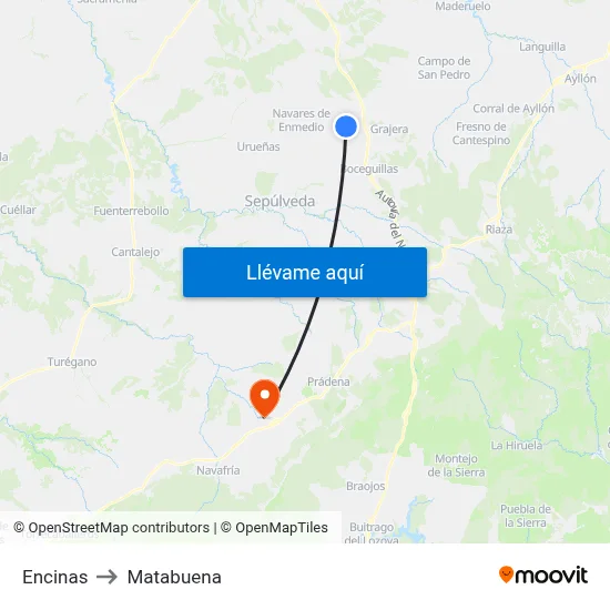 Encinas to Matabuena map