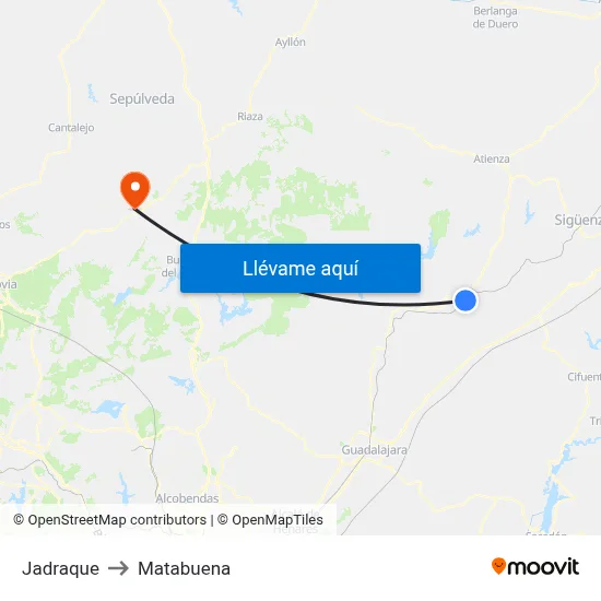Jadraque to Matabuena map