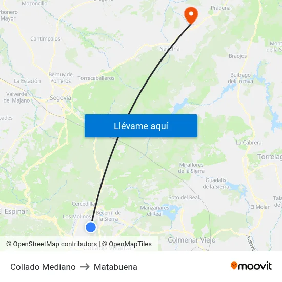 Collado Mediano to Matabuena map