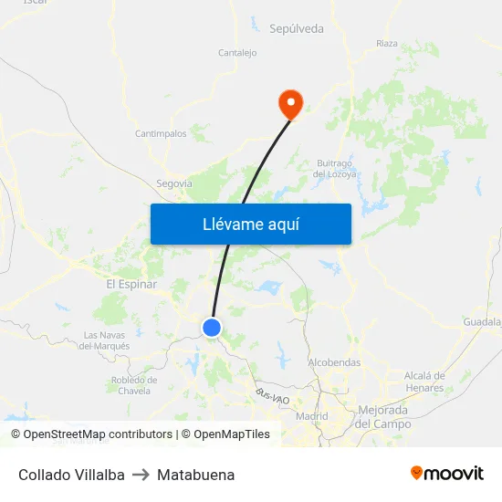 Collado Villalba to Matabuena map